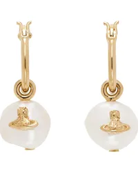 Vivienne Westwood Gold & White Azul Hoop Earrings Rgold