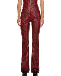 Puppets and Puppets Red and Black Cutout Faux-Leather Trousers Blood