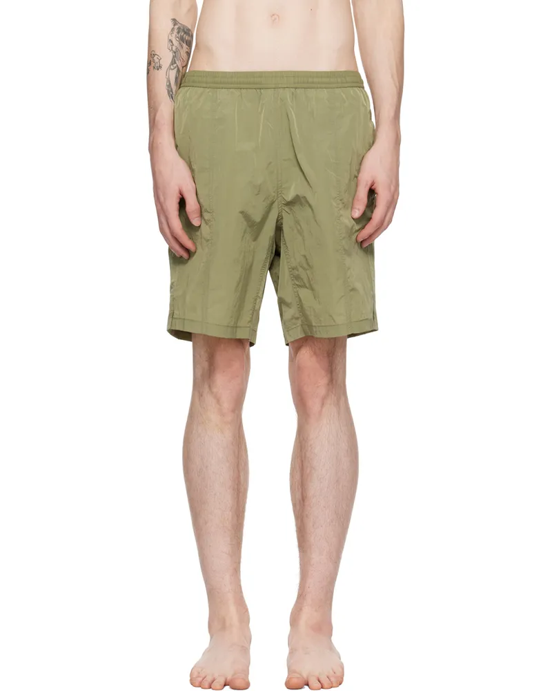 AMI Paris Khaki Drawstring Swim Shorts Olive