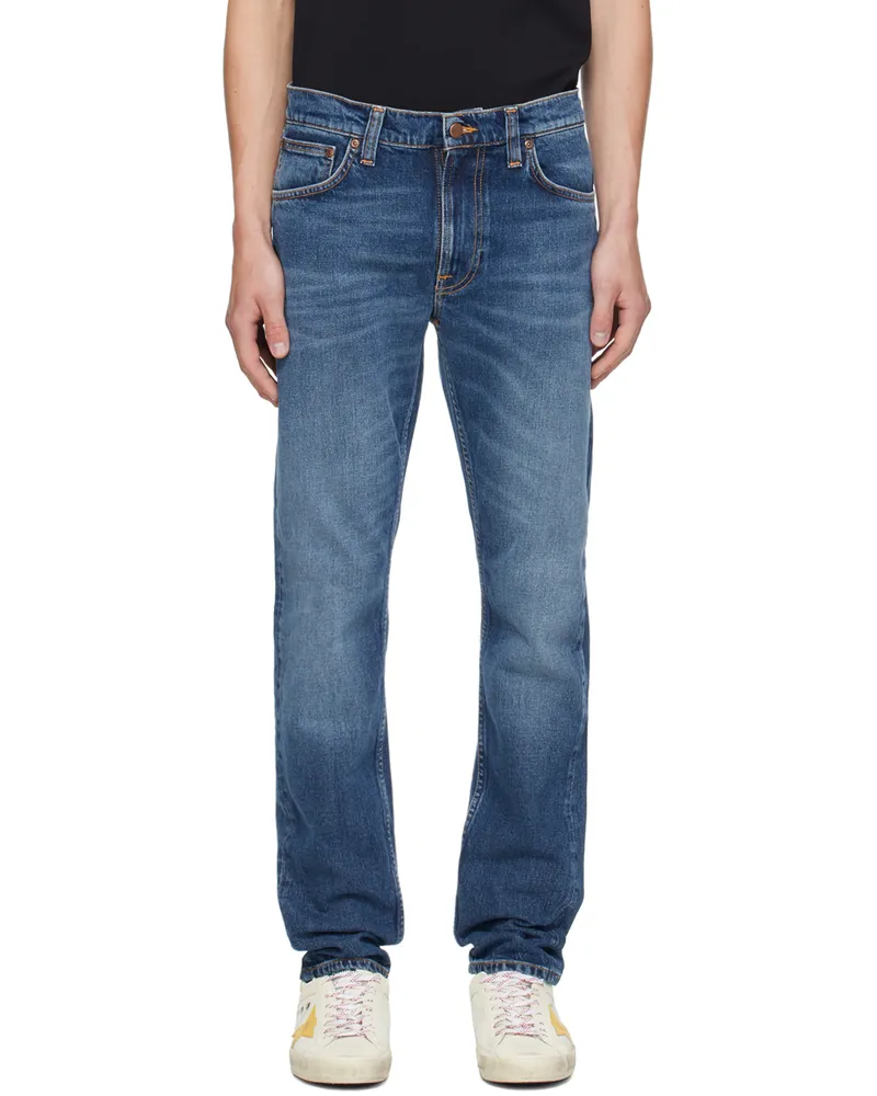 Nudie Jeans Indigo Lean Dean Jeans Troubled
