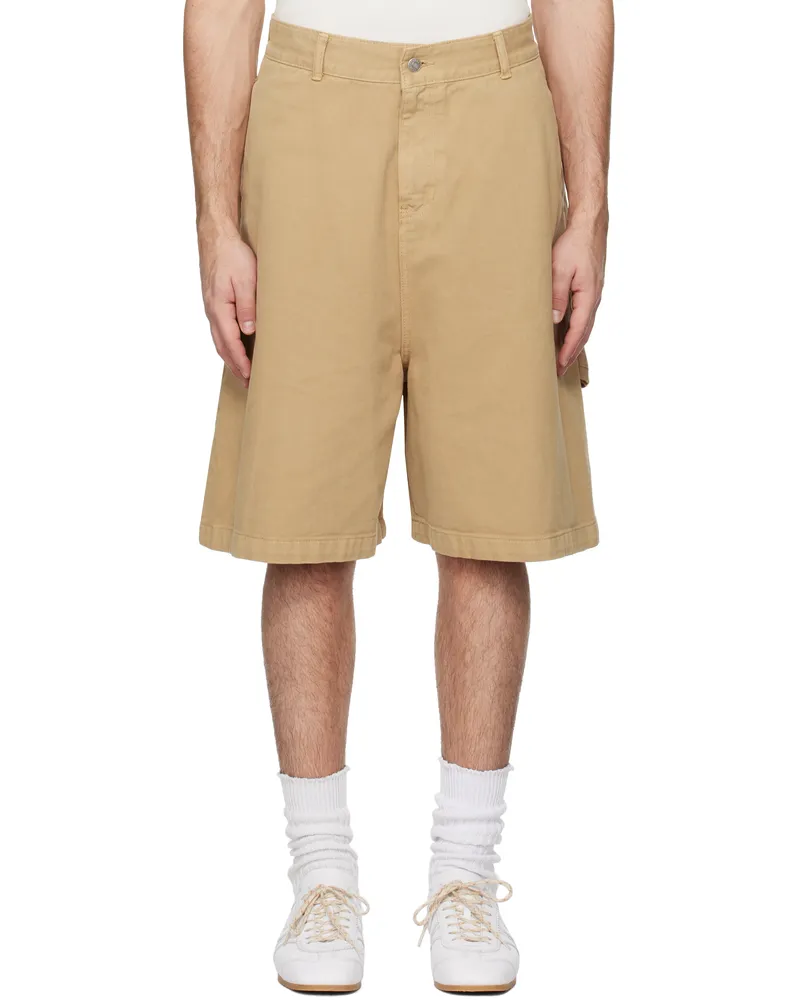 LE 17 SEPTEMBRE Tan Over-Dyeing Bermuda Denim Shorts Beige