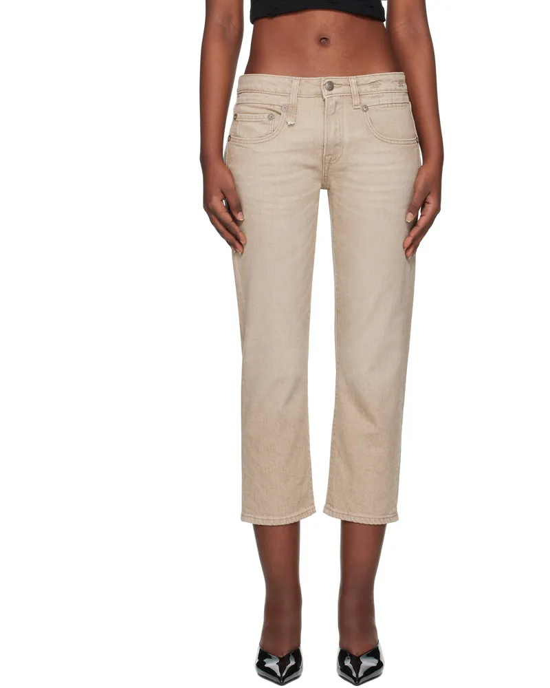 R13 Beige Boy Straight Jeans Buff