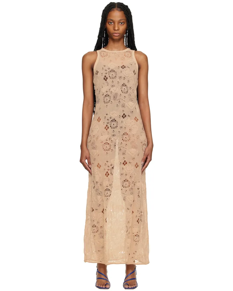Olēnich Beige Cutout Maxi Dress Beige