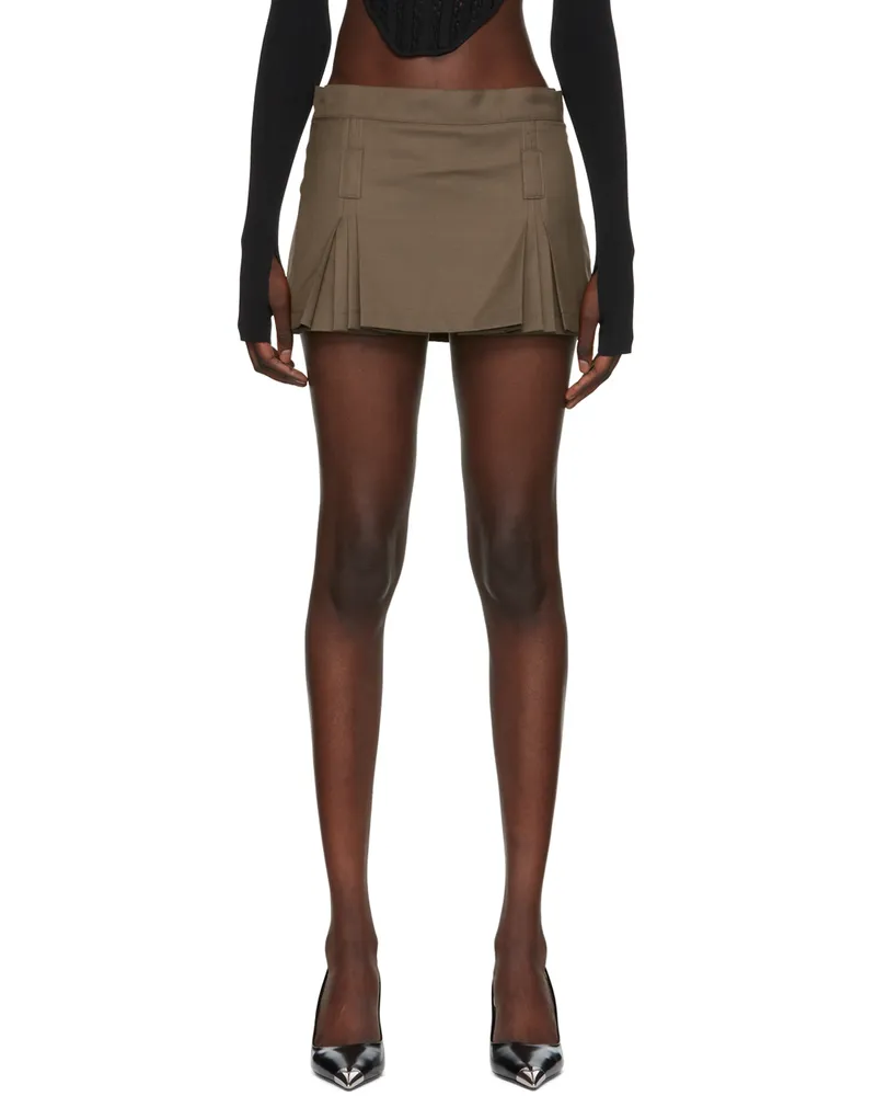 BONBOM Brown Pleated Miniskirt Acorn