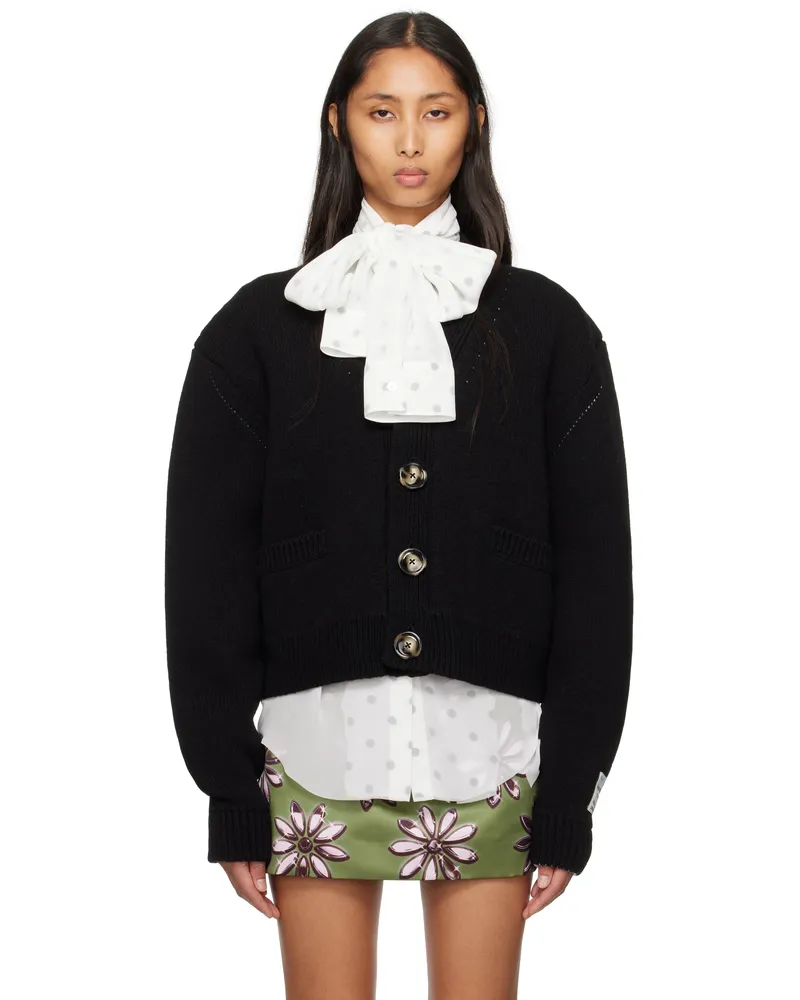Meryll Rogge Black Double Faced Cashmere Cardigan Black