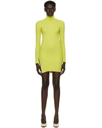 Olēnich Yellow Turtleneck Slit Dress Lemon