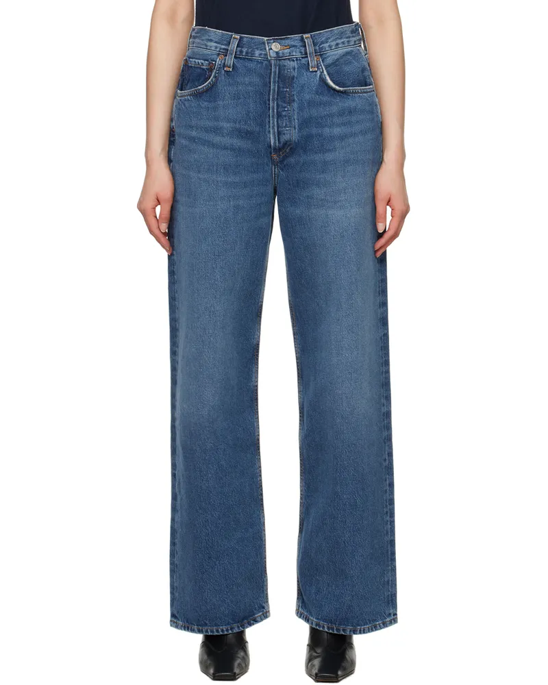 AGOLDE Navy Low Slung Baggy Jeans Imge
