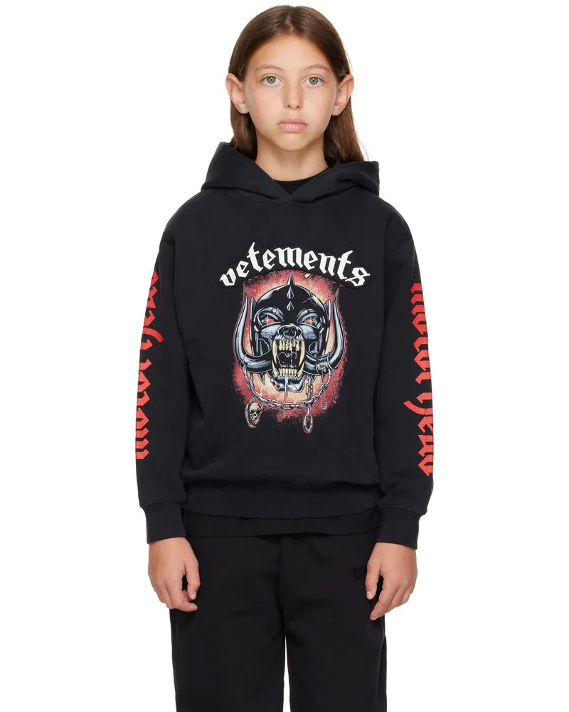VETEMENTS Kids Black Motörhead Patched Hoodie Black