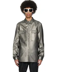 Rick Owens Silver Lido Leather Jacket Gunmetal