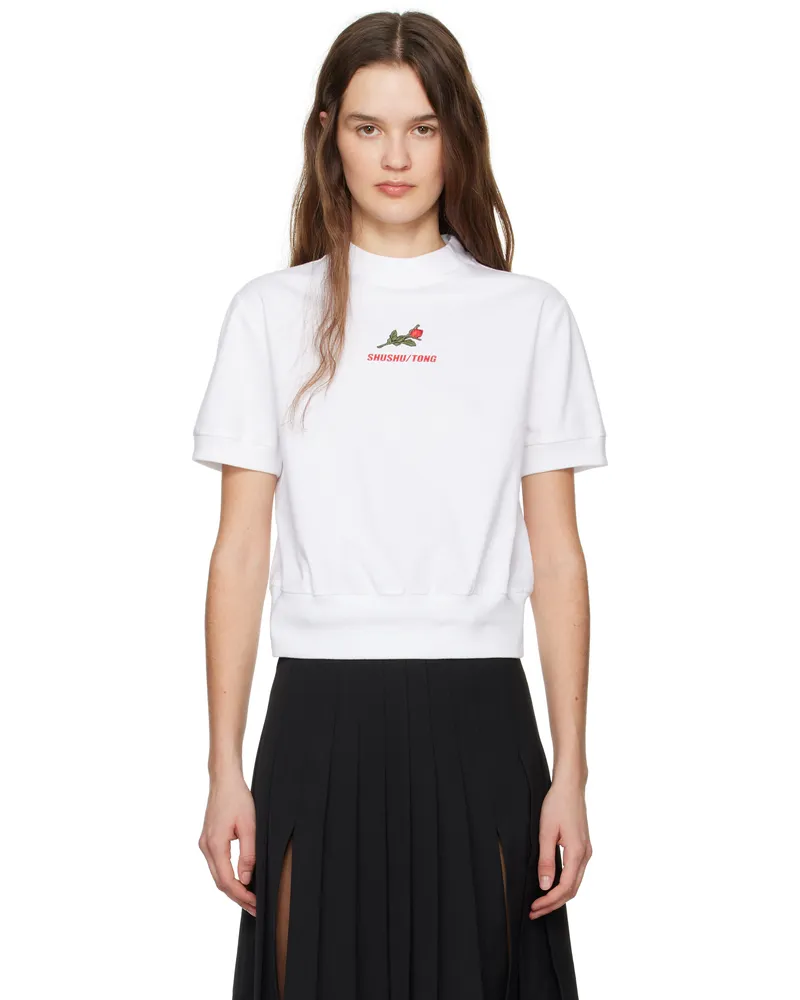 SHUSHU/TONG White Rose Embroidered T-shirt Wh101