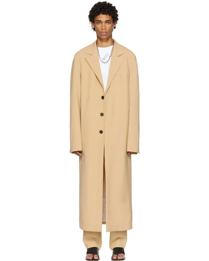 LU'U DAN Beige Straight Slim Coat Beige