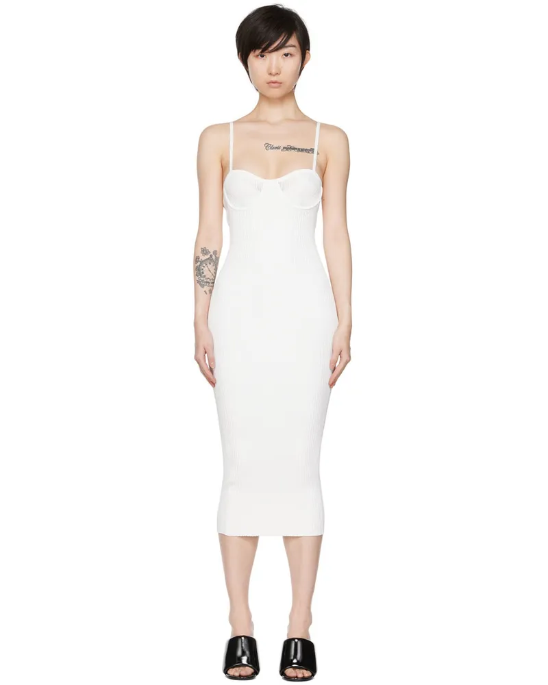 Helmut Lang White Eyelet Bra Midi Dress White