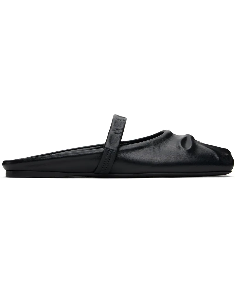 Marni Black Nappa Leather Little Bow Sabot Slippers 00n99