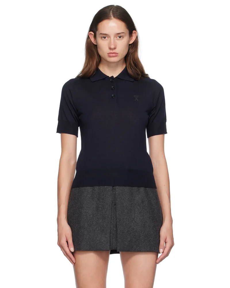 AMI Paris Navy Ami de Cœur Polo Night