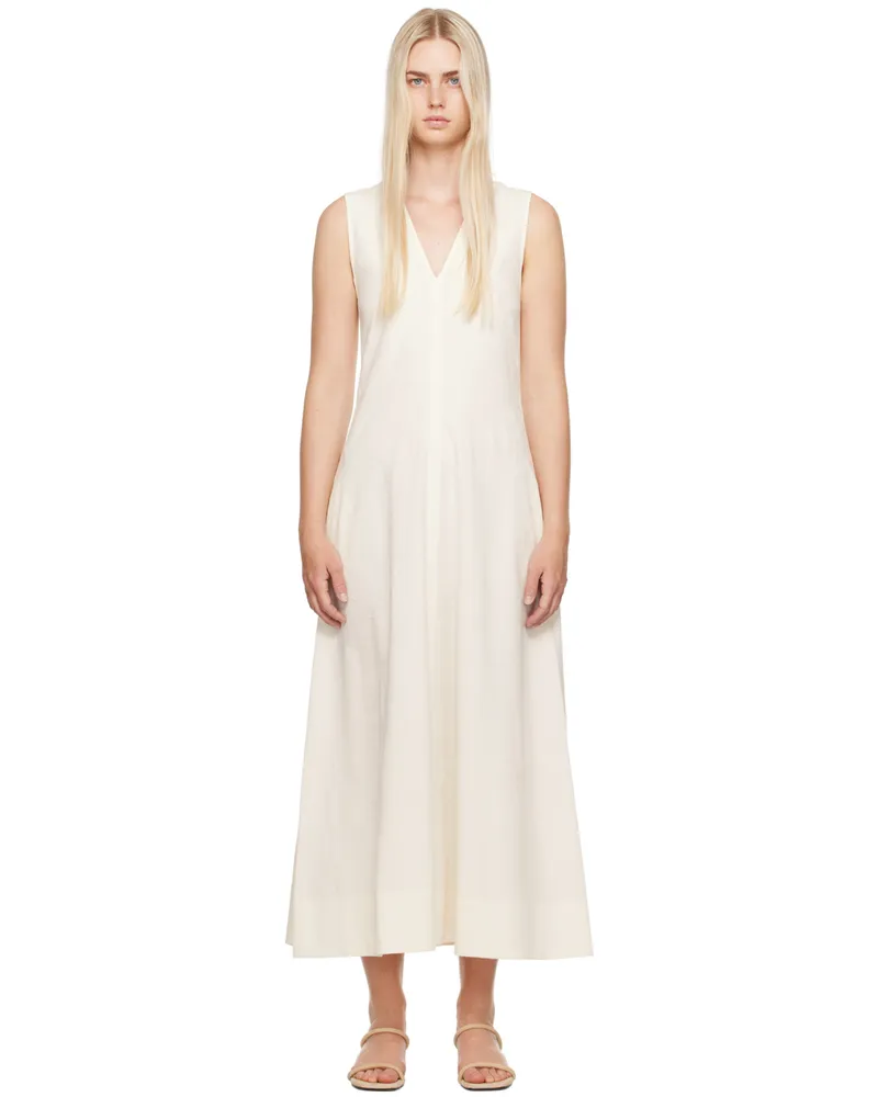 Totême Off-White V-Neck Maxi Dress 047