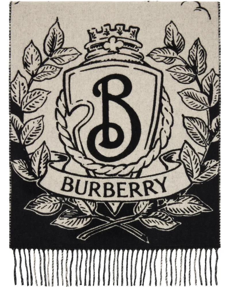 Burberry Black Wide Reversible Stormy Knight Scarf Black