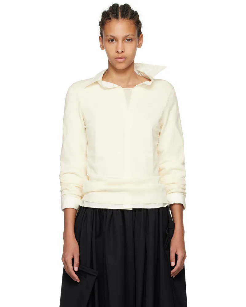 Comme des Garçons Off-White Rolled Edge Sweater 2