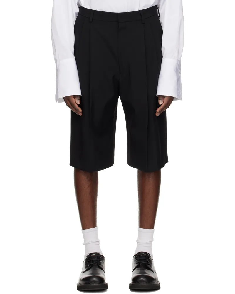 Dries van Noten Black Tailored Wool Shorts Black