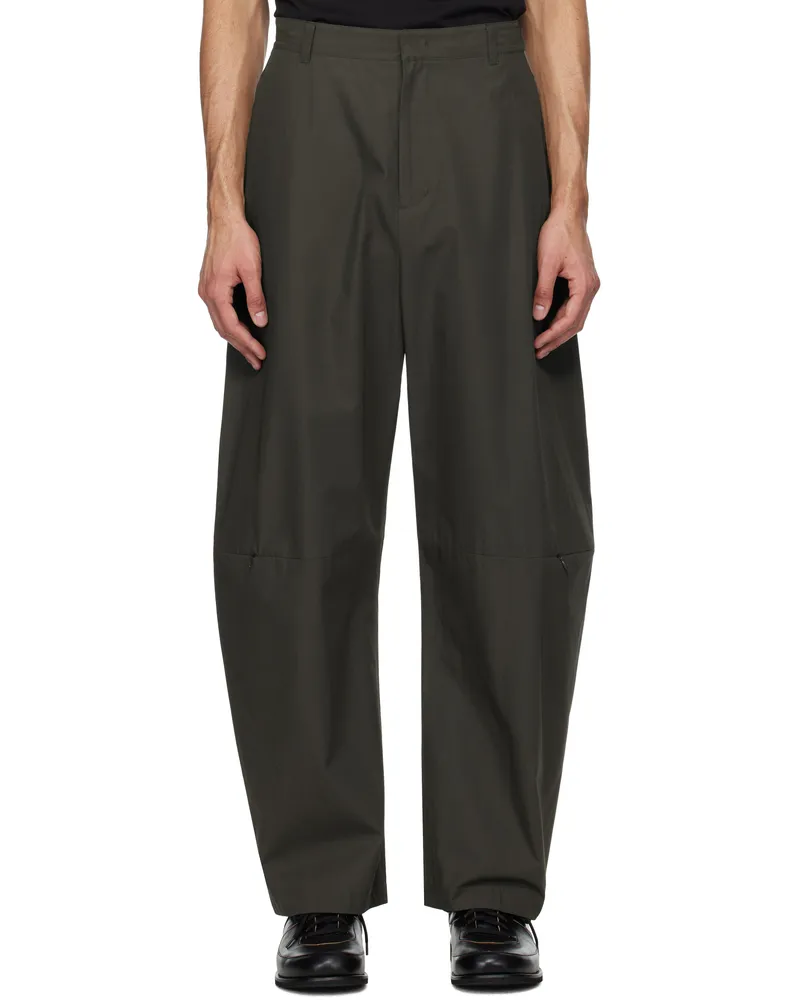 AMOMENTO Brown Curved Zip Trousers Brown
