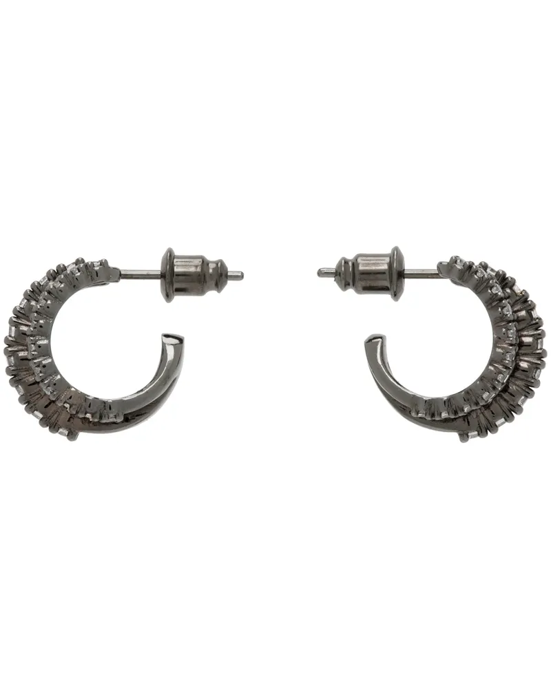 PANCONESI Gunmetal Crystal Stellar Hoop Earrings Gunmetal