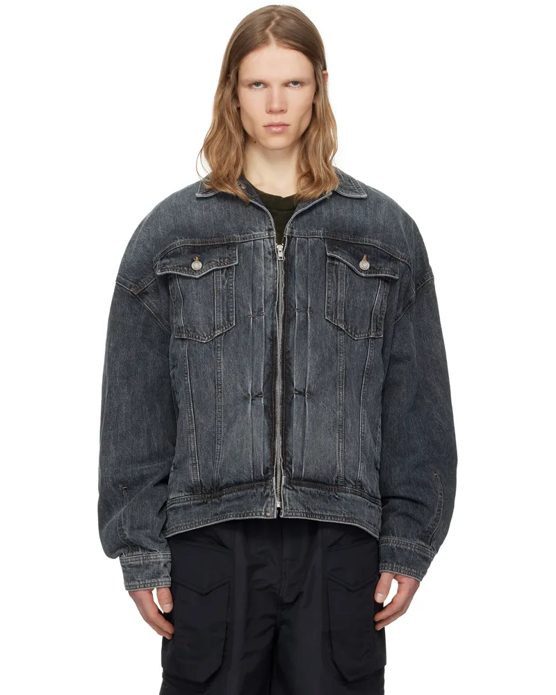 JUUN.J Gray Zipper Trucker Denim Jacket Ash