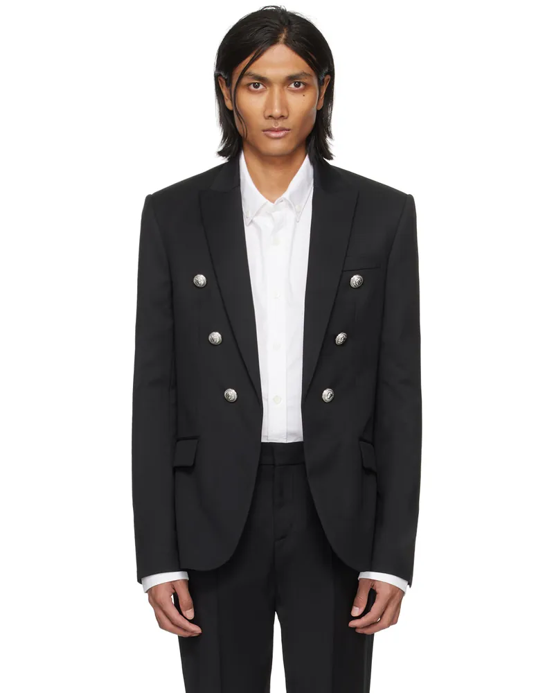 Balmain Black Open Front Blazer 0pa
