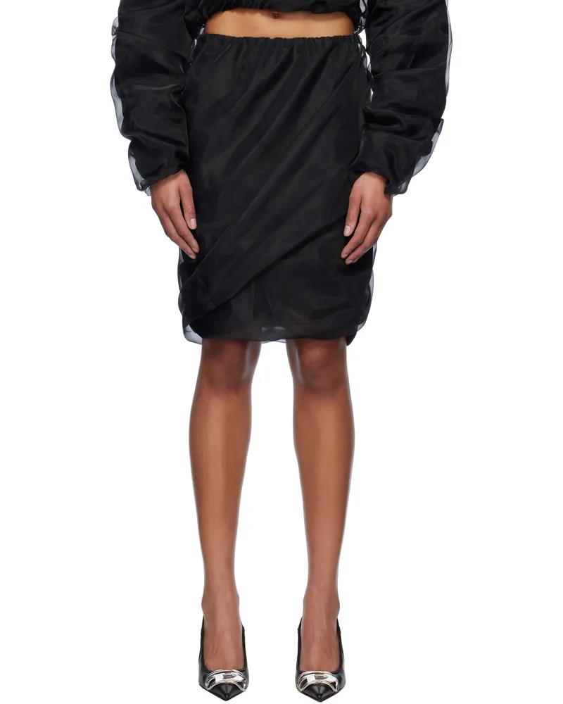 WE 11 DONE Black Layered Miniskirt Black