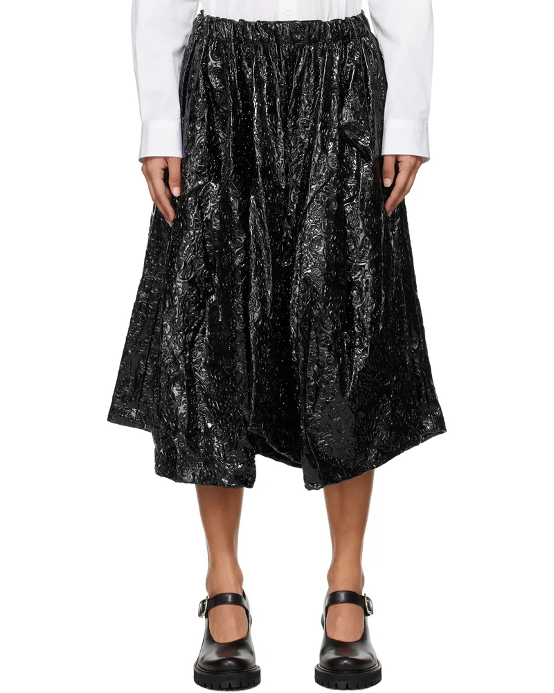 Comme des Garçons Black Enamel Embossed Pattern Midi Skirt 1