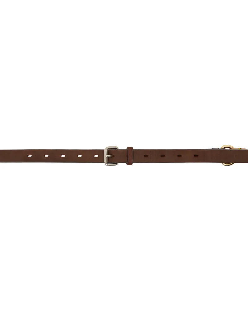 Doublet Brown & Pink Leather Handle Belt Brown