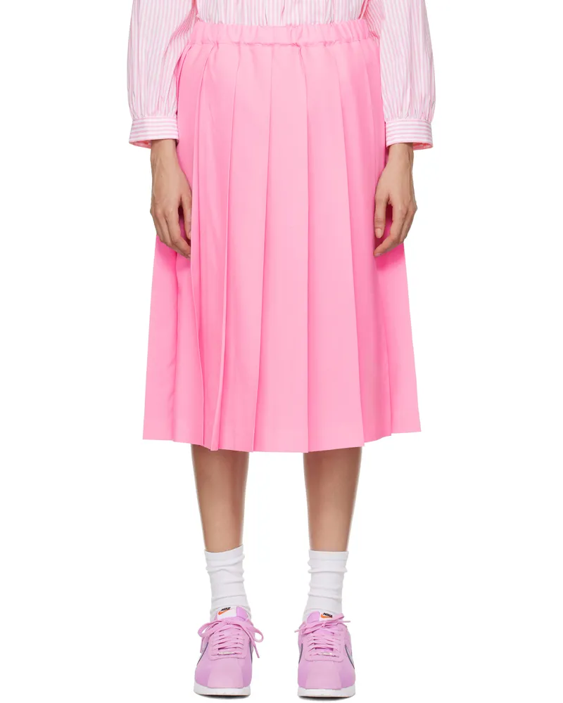 Comme des Garçons Pink Tropical Wool Midi Skirt 1