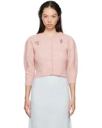 Simone Rocha Pink Cropped Alpaca Knit Cardigan Rose