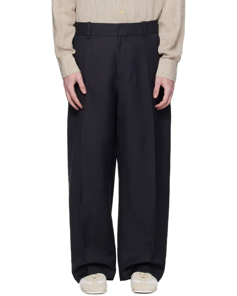 Studio Nicholson Navy Fume Trousers Darkest