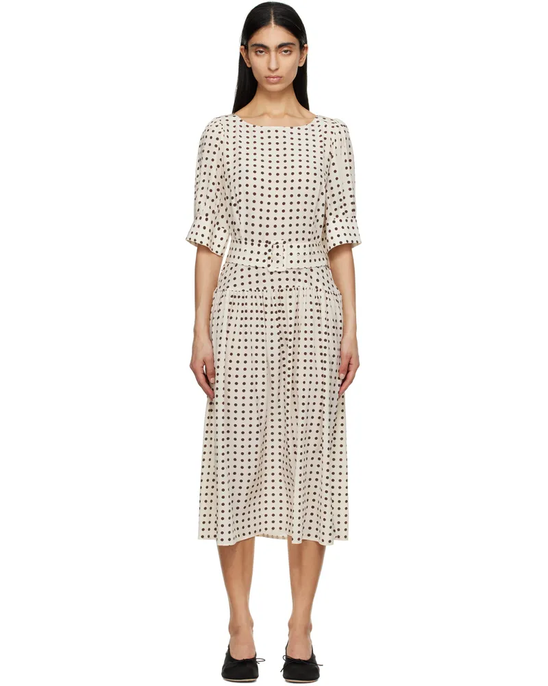 Caro Editions Off-White Bjorg Midi Dress Cream