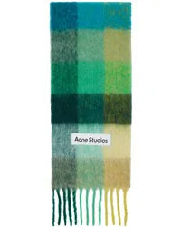 Acne Studios Green & Blue Mohair Checked Scarf Dqd