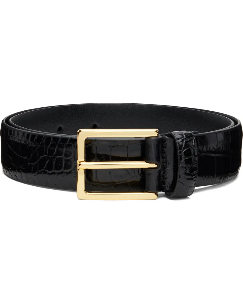 Anderson's Black Narrow Semi Formal Croc Belt N1