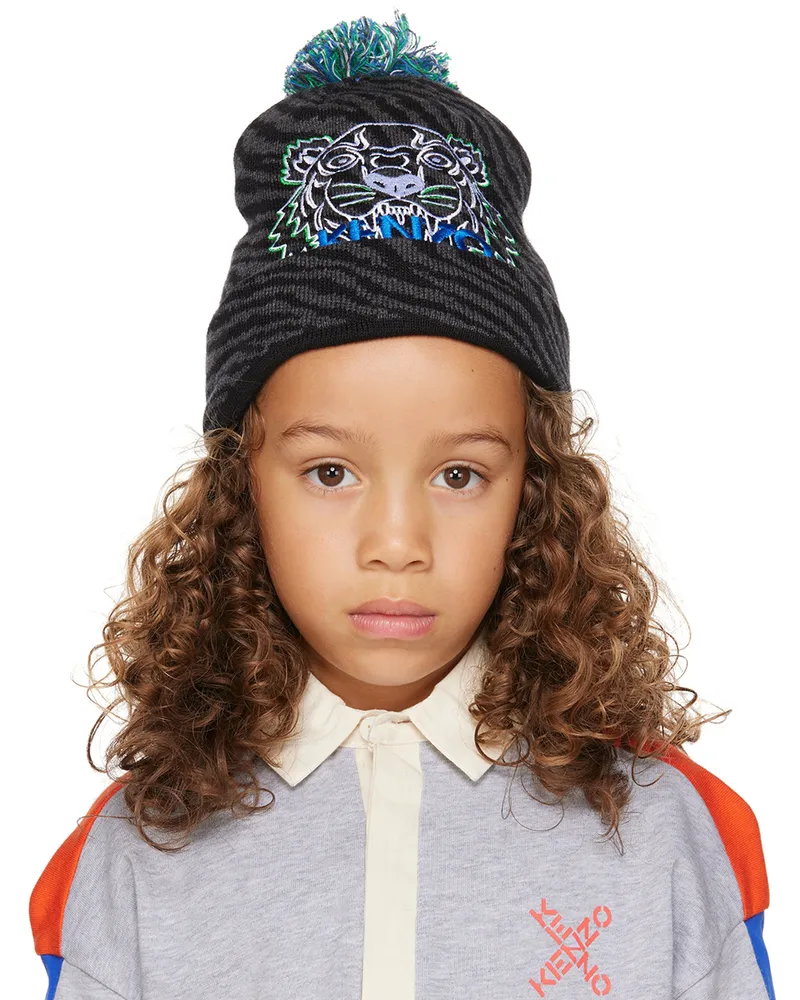 Kenzo Kids Gray Kenzo Paris Tiger Beanie 829