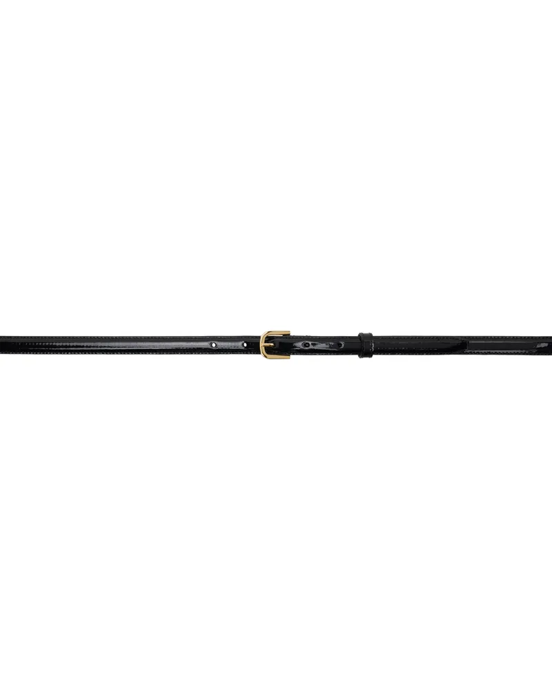 Totême Black Thin Patent-Leather Trouser Belt Black