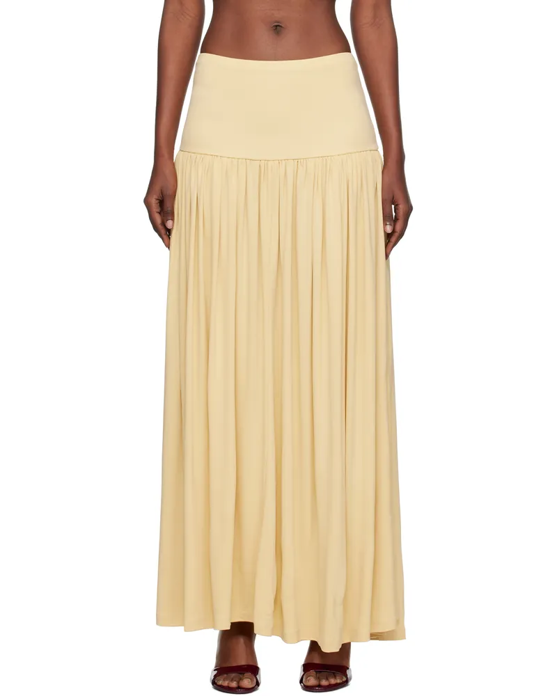 Aya Muse Yellow Gathered Maxi Skirt Buttercream