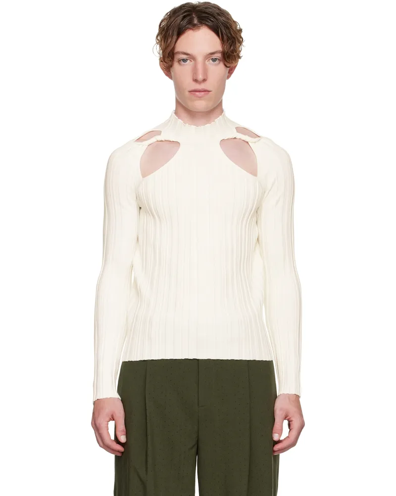 Dion Lee SSENSE Exclusive White Collarbone Skivvy Sweater Ivory