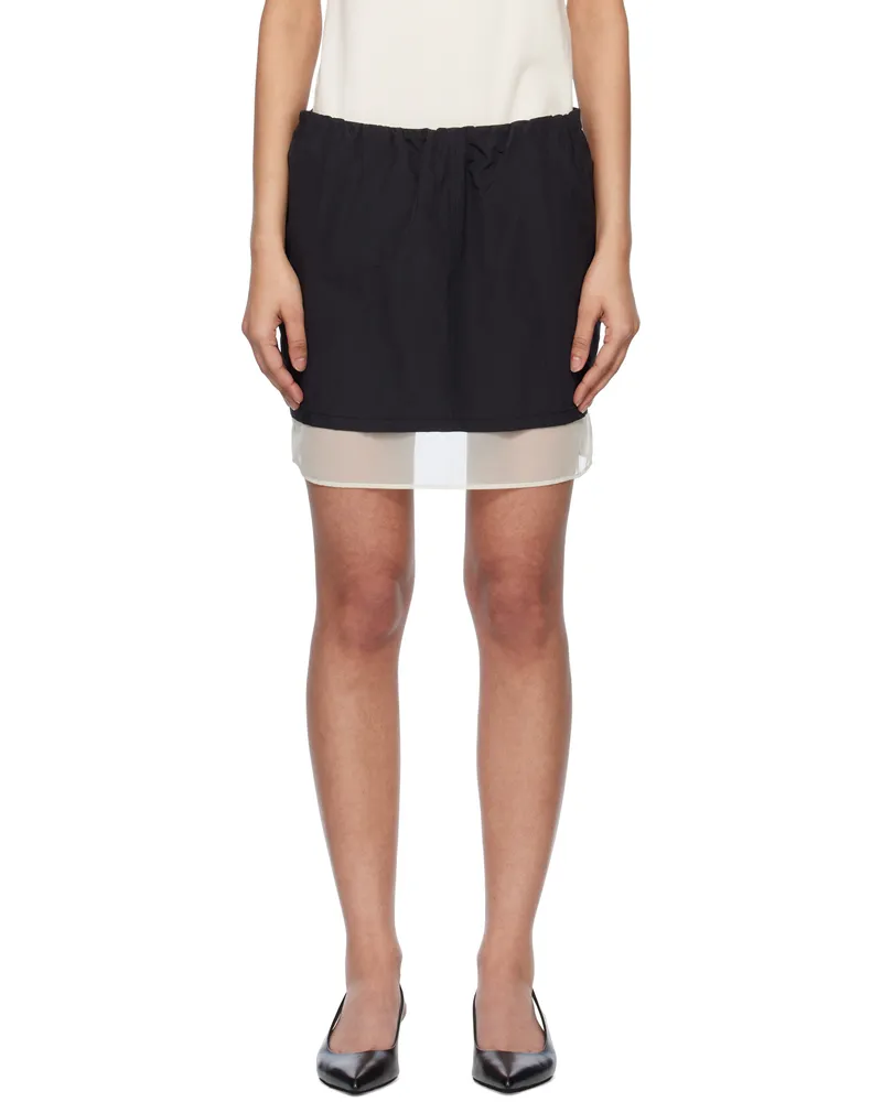 Kijun Black Sheer Layered Miniskirt Black