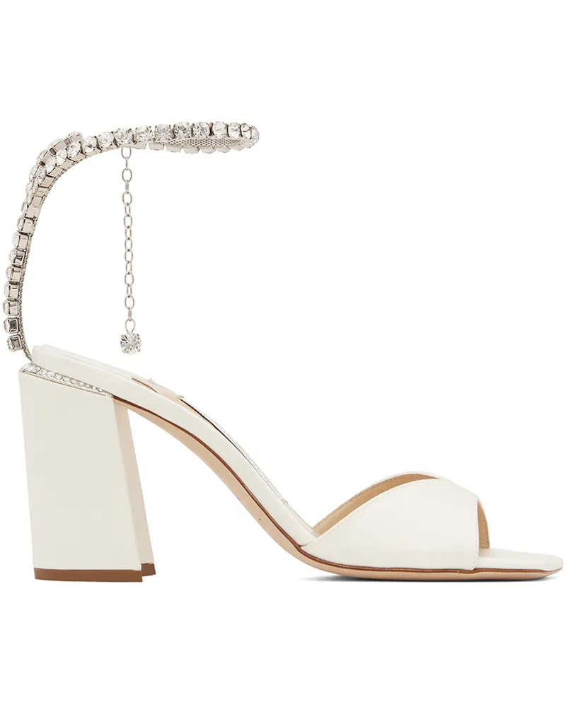Jimmy Choo White Saeda Block Heel 85 Heeled Sandals Ivory