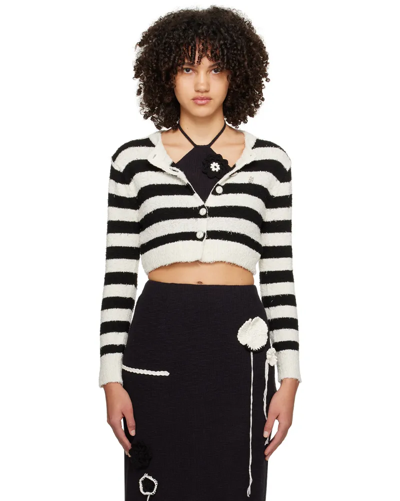 Kijun Off-White & Black Striped Cardigan Black