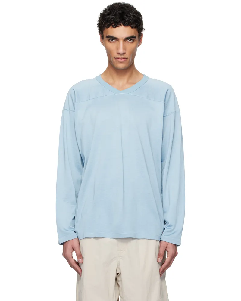 nanamica Blue Rayon Cotton L/S T-shirt Blue