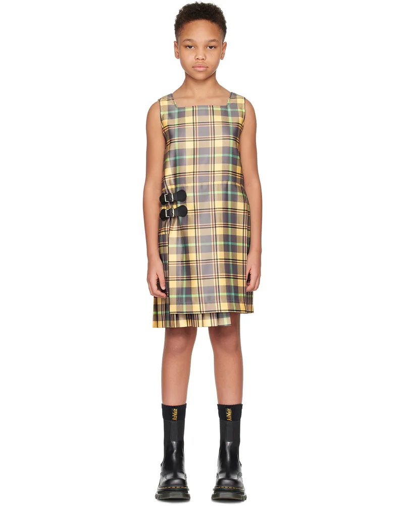 Charles Jeffrey Loverboy Kids Yellow Kilt Dress Tartan