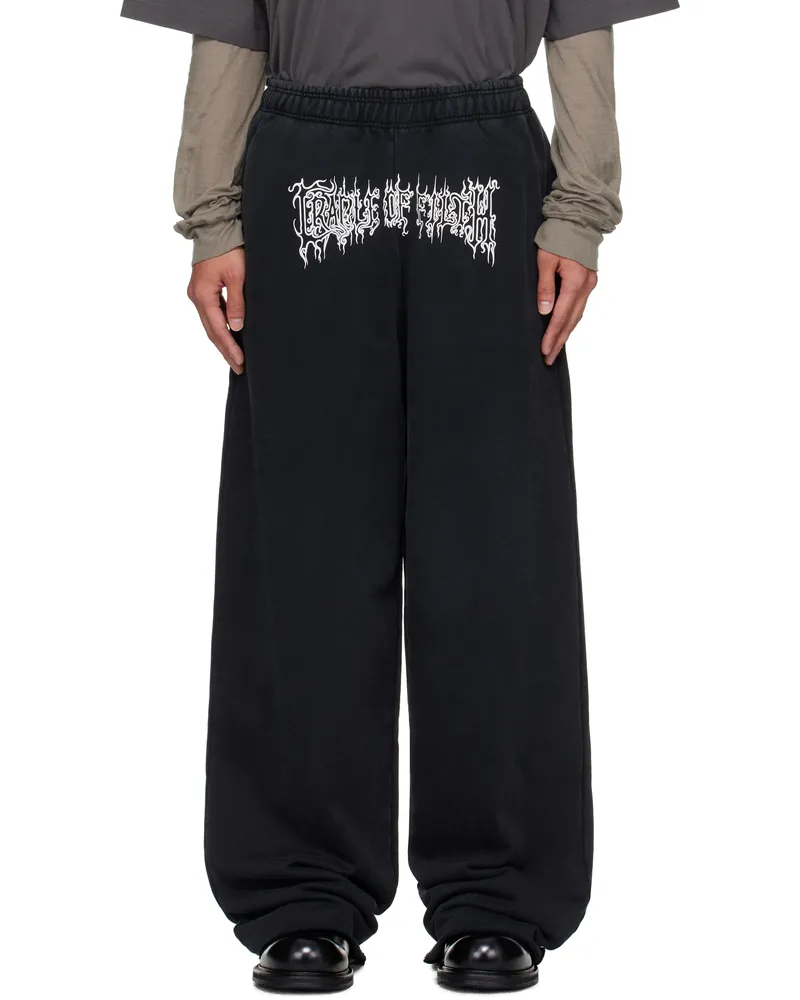 VETEMENTS Black Cradle of Filth Logo Baggy Sweatpants Washed