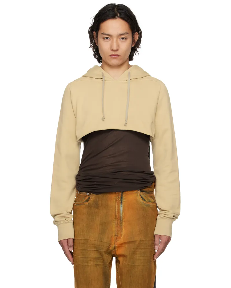 DRKSHDW by Rick Owens Beige Hollywood Cropped Hoodie 81