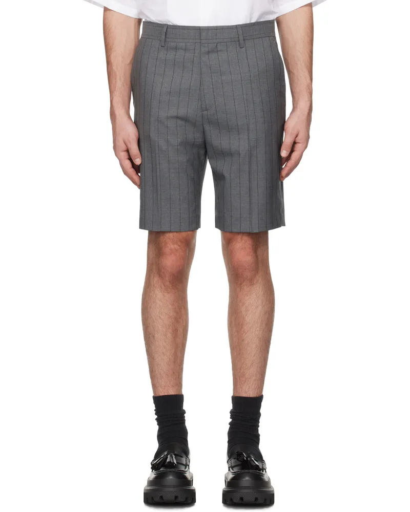 Moschino Gray Wool Pinstripe Shorts Multi