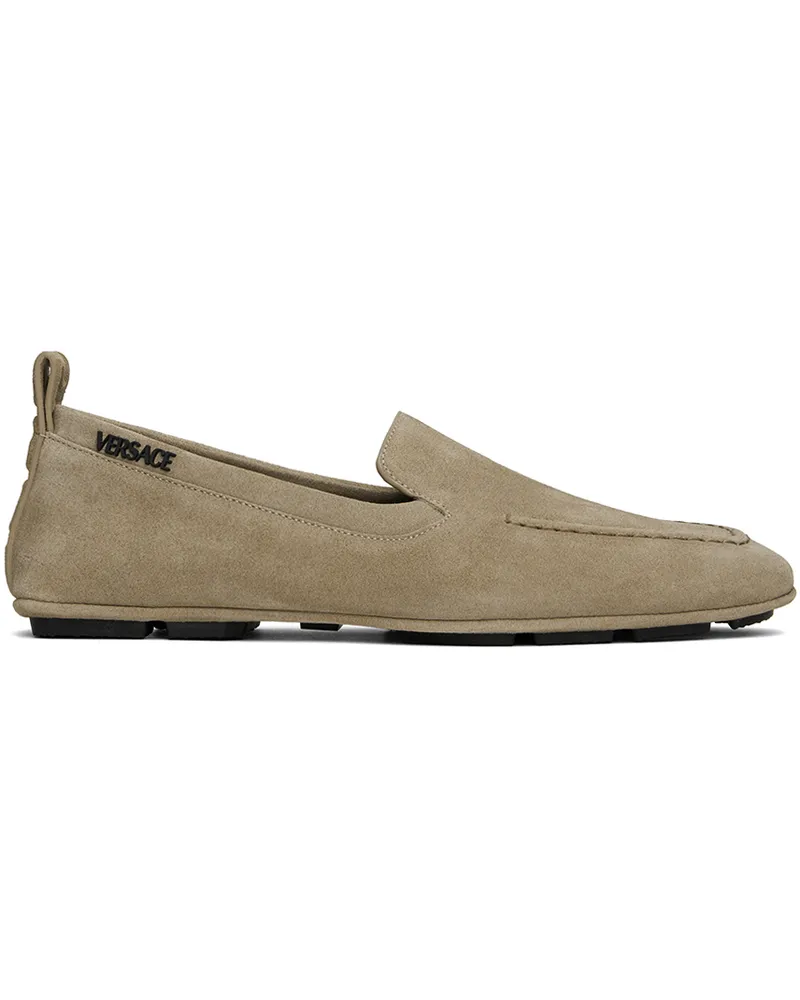 Versace Taupe Villa Suede Driver Loafers 1kd40-sand