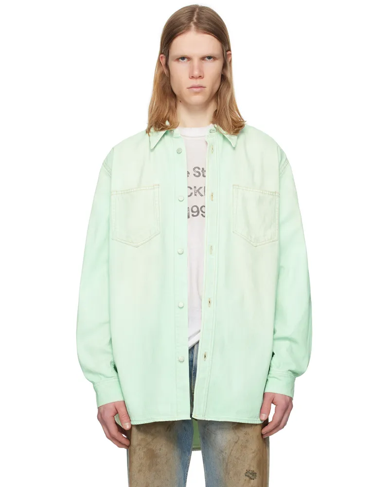 Acne Studios Green Relaxed Fit Button-Up Denim Shirt Ab9