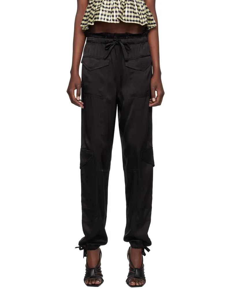 Ganni Black Satin Pocket Trousers 099